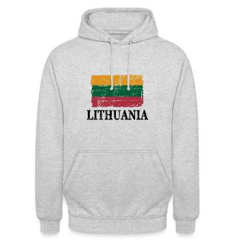 Litauen Flagge - Lithuania flag - Unisex Hoodie - Hellgrau meliert - Vorne - Alina (178cm) & Michal (187cm)