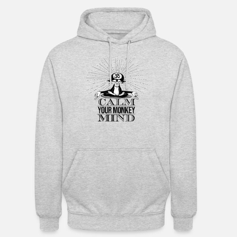 Monkey meditates Om - calm your monkey mind - Unisex Hoodie - light heather grey
