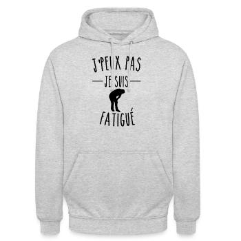 je peux pas je suis fatigué - Sweat-shirt à capuche unisexe - gris clair chiné - Devant - Alina (178cm) & Michal (187cm)