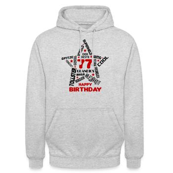 Geburtstag Mann 77 Happy Birthday Men Alter Best - Unisex Hoodie - Hellgrau meliert - Vorne - Alina (178cm) & Michal (187cm)