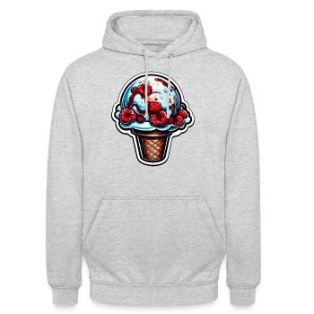 Eiscreme / Sorbet / Gelato / Sommer / Sonne - Unisex Hoodie - Hellgrau meliert - Vorne - Alina (178cm) & Michal (187cm)