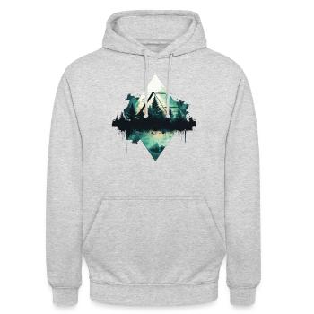 Wald Triangel Bäume Natur - Unisex Hoodie - Hellgrau meliert - Vorne - Alina (178cm) & Michal (187cm)