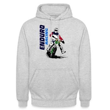 Enduro - Unisex Hoodie - Hellgrau meliert - Vorne - Alina (178cm) & Michal (187cm)