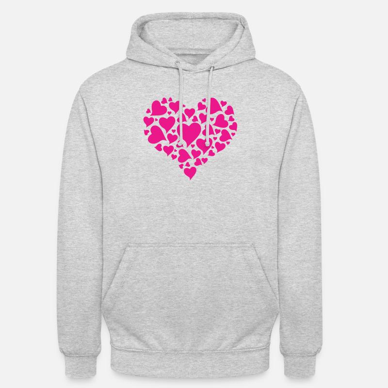 Saint-Valentin, Saint-Valentin, Saint-Valentin - Sweat-shirt à capuche unisexe - gris clair chiné