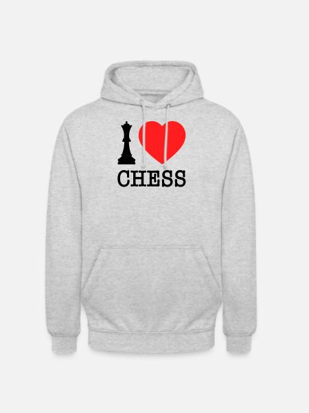 Échecs I Love Chess Black Dame J’aime Les échecs - Sweat-shirt à capuche unisexe - gris clair chiné