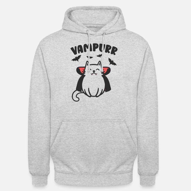 Vampurr Chat Vampier Halloween - Sweat-shirt à capuche unisexe - gris clair chiné
