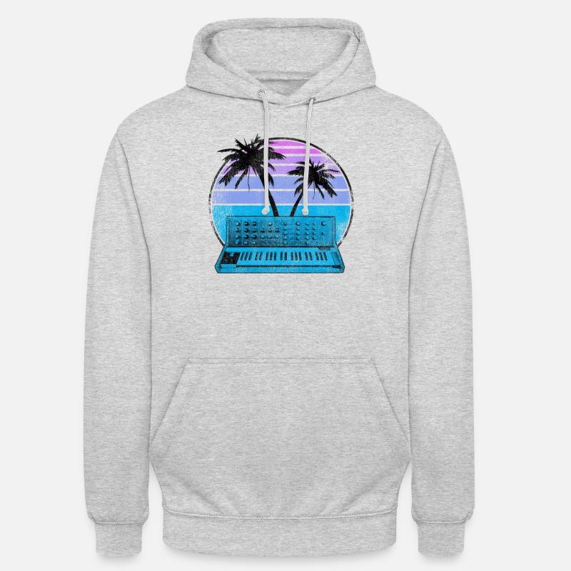 Analog Synthesizer Synthwave Vintage Retrowave - Luvtröja unisex - ljusgråmelerad