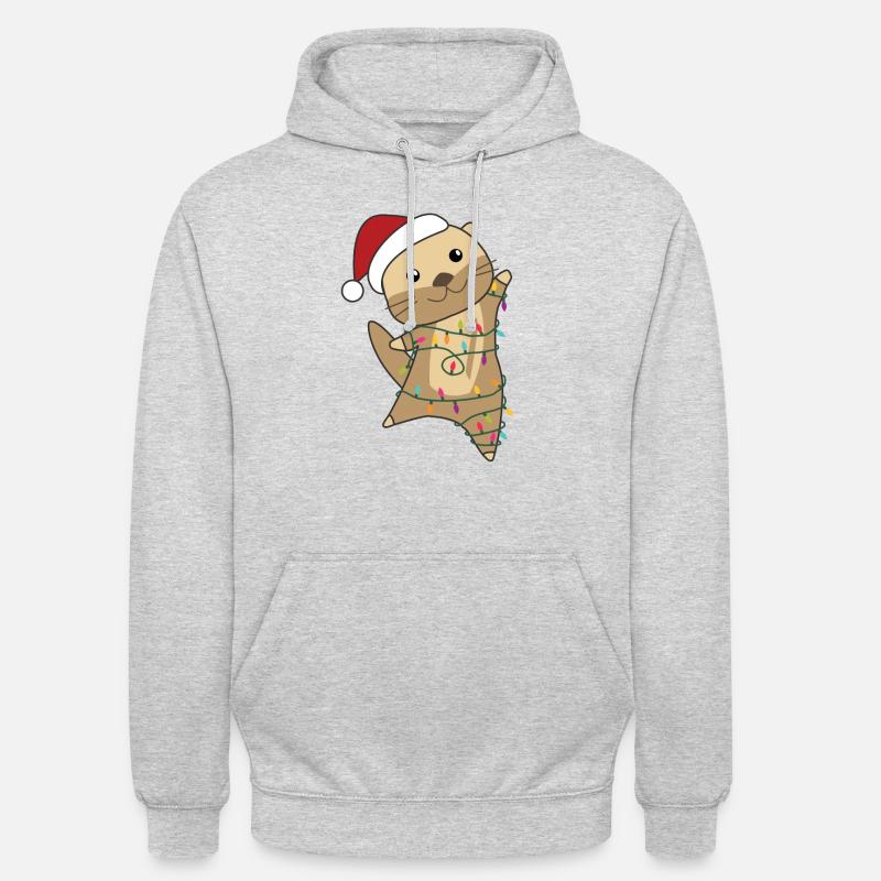 Utter jul snö vinterdjur utter - Luvtröja unisex - ljusgråmelerad