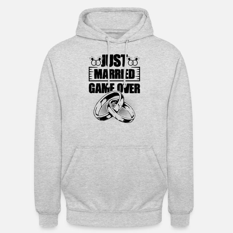 Just Married Game over (Juste marié) - Sweat-shirt à capuche unisexe - gris clair chiné
