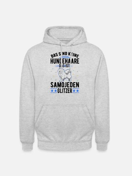 Samojede Glitzer Schlittenhund Samoyed - Unisex Hoodie - Hellgrau meliert