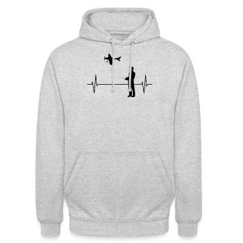 RC Modèle d’avion Flight Heartbeat Line Cadeau - Sweat-shirt à capuche unisexe - gris clair chiné - Devant - Alina (178cm) & Michal (187cm)