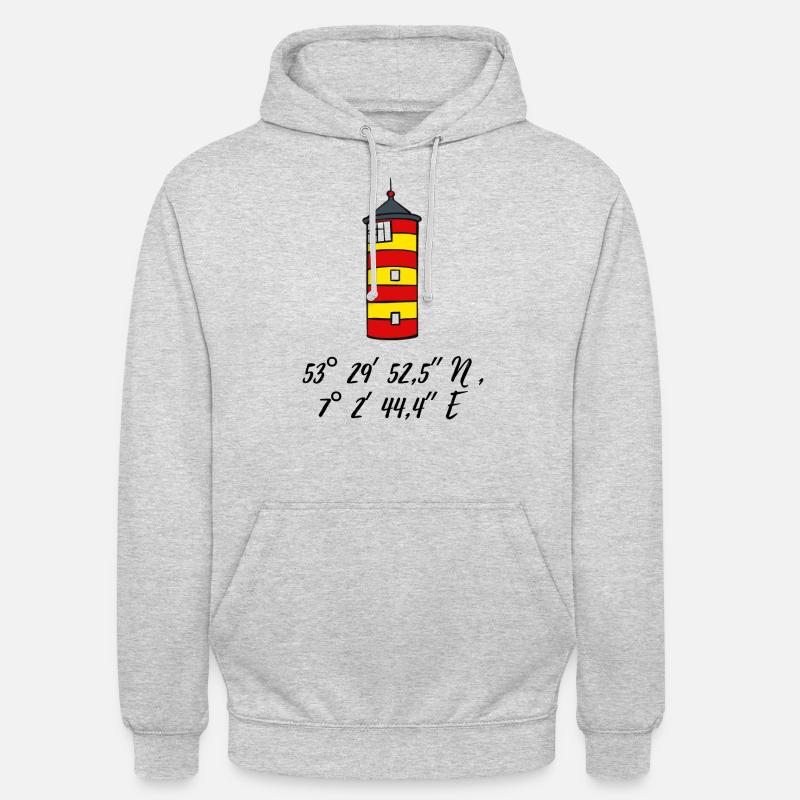 Pilsum Lighthouse Coordinates - Unisex Hoodie - light heather grey