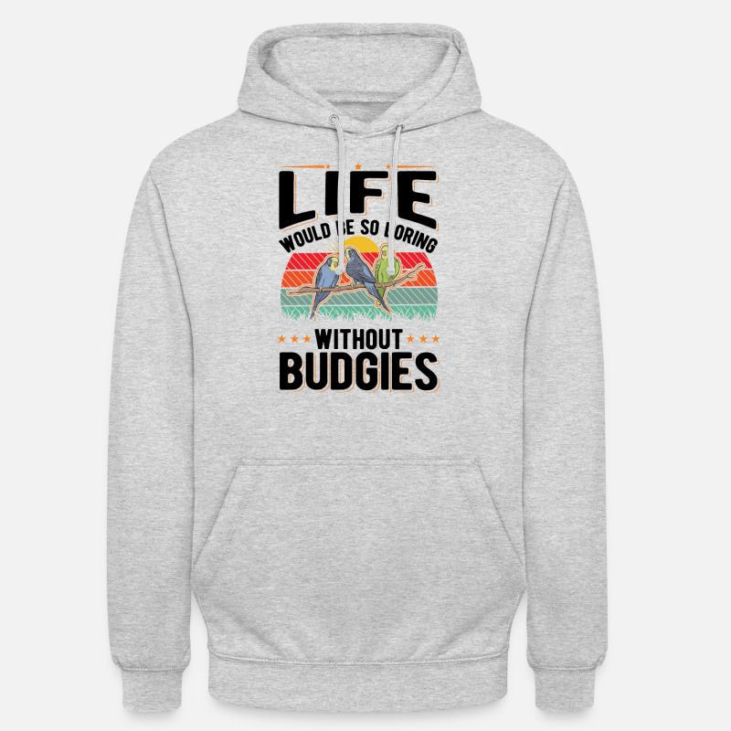Budgerigar Cadeau Welli Perruche - Sweat-shirt à capuche unisexe - gris clair chiné
