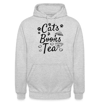 Chats Livres Thé Livre Lecture Bibliothèque Livre - Sweat-shirt à capuche unisexe - gris clair chiné - Devant - Alina (178cm) & Michal (187cm)