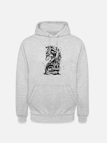 Szachy Springer Figura szachowa - Bluza z kapturem typu unisex - jasnoszary melanż