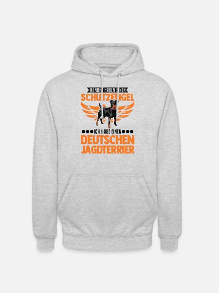 Deutscher Jagdterrier Schutzengel - Unisex Hoodie - Hellgrau meliert