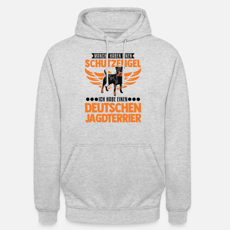 Deutscher Jagdterrier Schutzengel - Unisex Hoodie - Hellgrau meliert