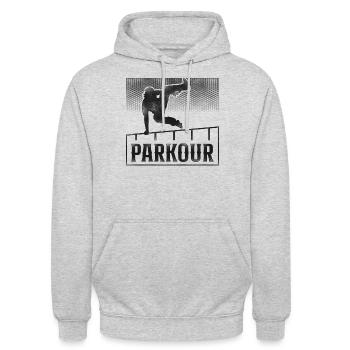 Parkour Free Running Traceur - Unisex Hoodie - Hellgrau meliert - Vorne - Alina (178cm) & Michal (187cm)