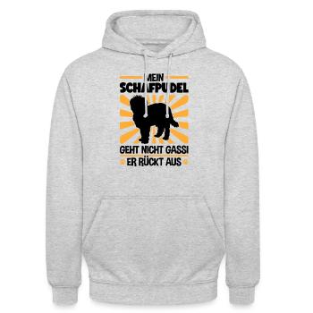 Schafpudel Gassi gehen zotthaariger Hütepudel - Unisex Hoodie - Hellgrau meliert - Vorne - Alina (178cm) & Michal (187cm)