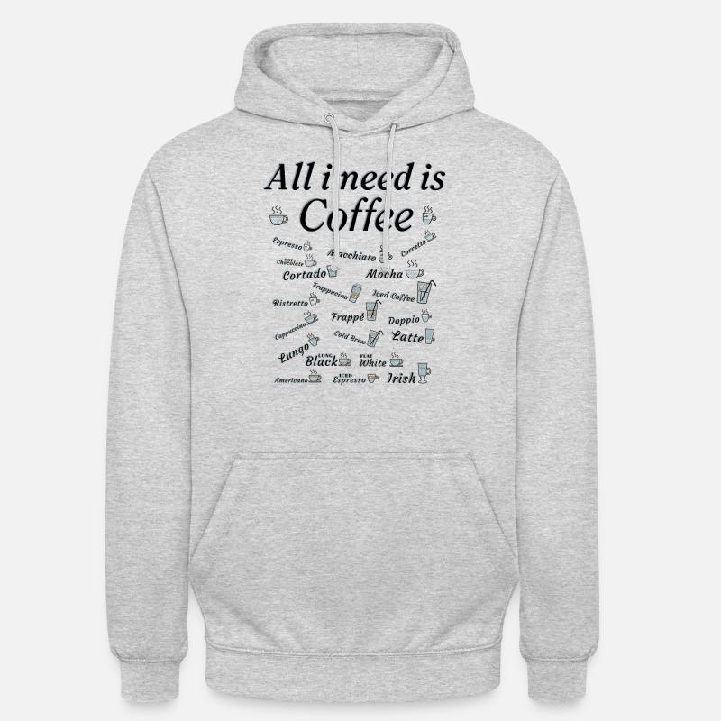 Kaffee Sammlung Kaffeetrinker Kaffeeliebhaber - Unisex Hoodie - Hellgrau meliert