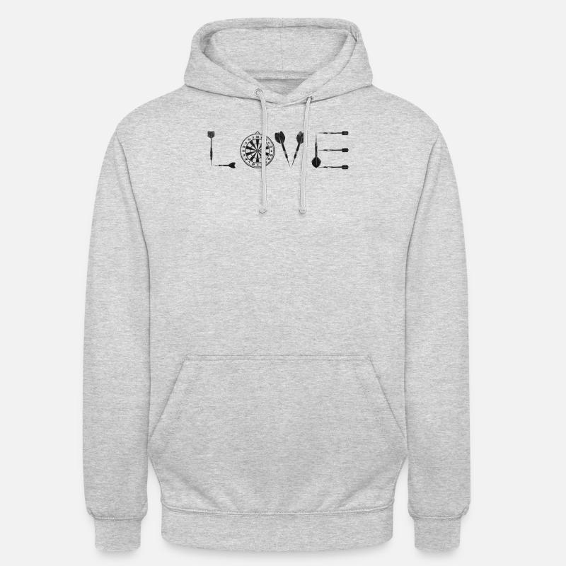 Fléchettes LOVE Jeu de fléchettes Jeu de fléchettes Jeux de fléchettes - Sweat-shirt à capuche unisexe - gris clair chiné