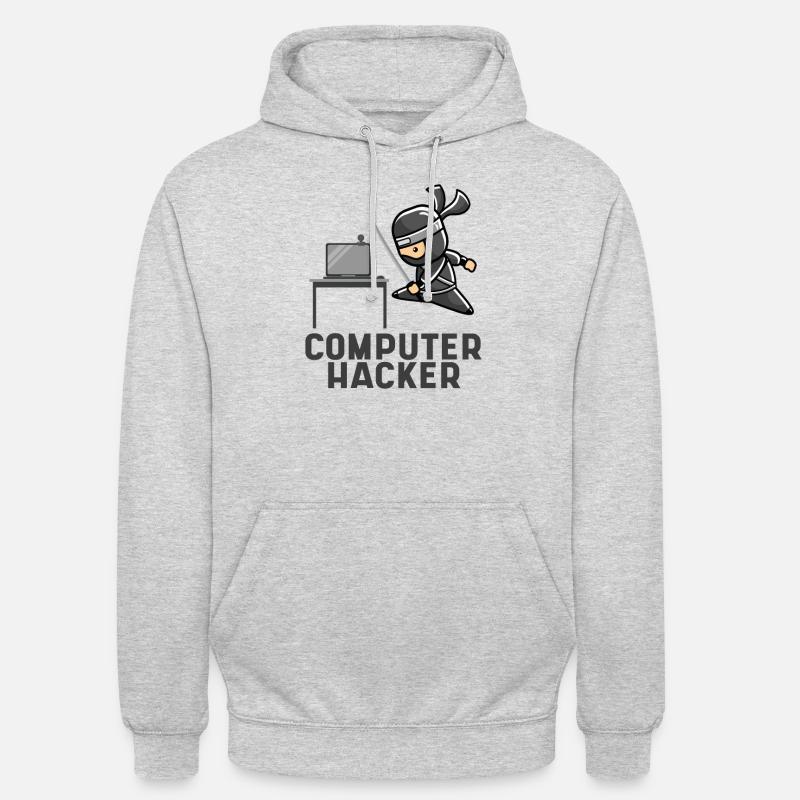 Computerhacker Ninja Laptop geschenk Programmierer - Unisex Hoodie - Hellgrau meliert