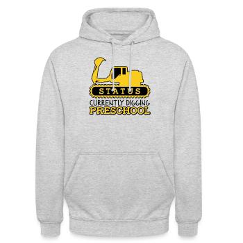 Les enfants retournent à l’école en train de creuser l’école maternelle - Sweat-shirt à capuche unisexe - gris clair chiné - Devant - Alina (178cm) & Michal (187cm)