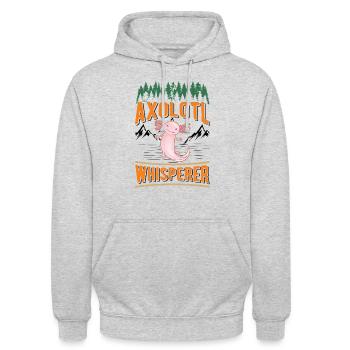 Axolotl Whisperer Queue Lurch - Sweat-shirt à capuche unisexe - gris clair chiné - Devant - Alina (178cm) & Michal (187cm)