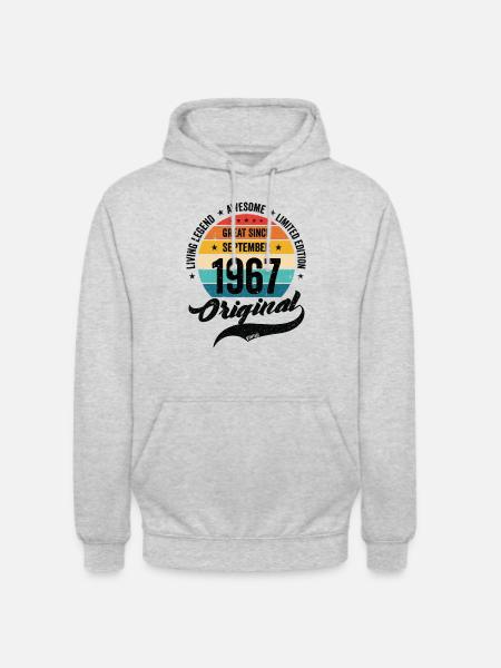 Retro 55 Years September 1967 Birthday Vintage - Unisex Hoodie - light heather grey