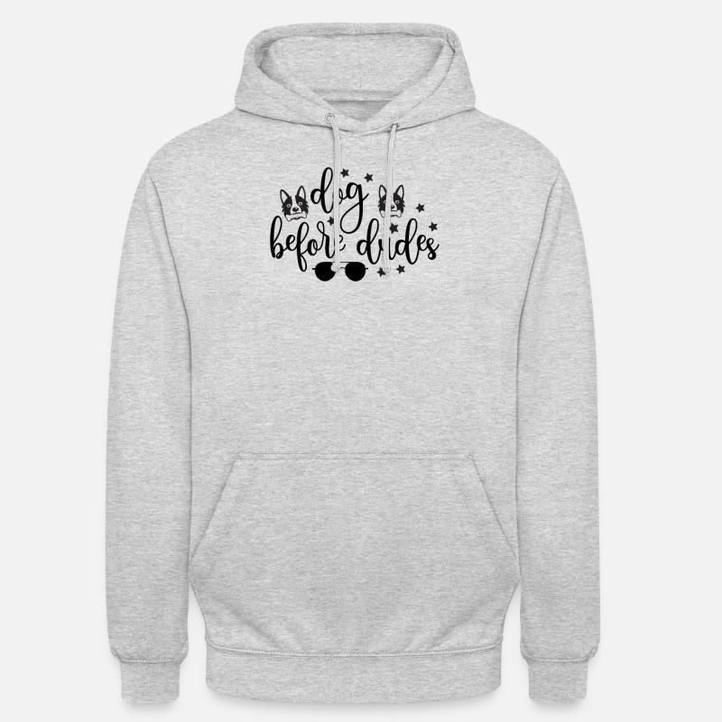 Chiens devant les gars - Sweat-shirt à capuche unisexe - gris clair chiné