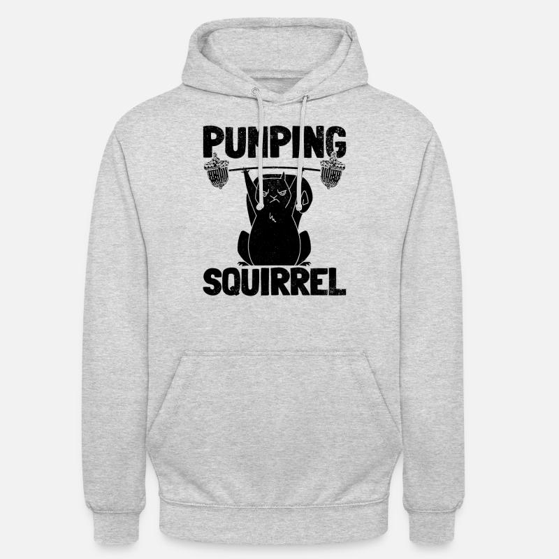 Eichhörnchen Powerlifting Eichhörnchen - Unisex Hoodie - Hellgrau meliert