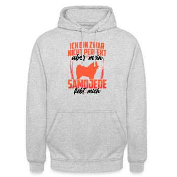 Samojede liebt mich Samojedenspitz Samojede - Unisex Hoodie - Hellgrau meliert - Vorne - Alina (178cm) & Michal (187cm)