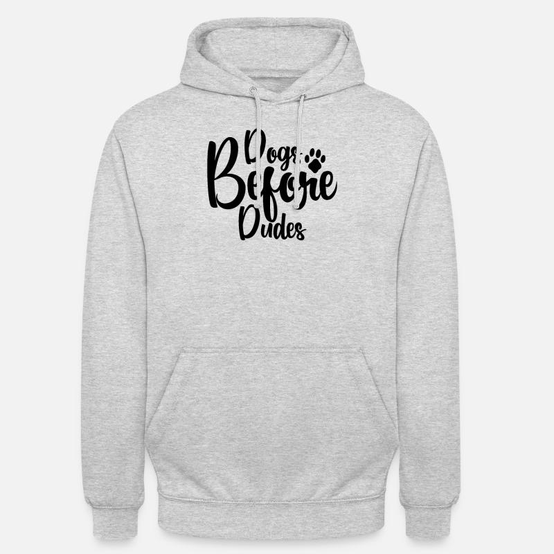 Chiens devant les gars - Sweat-shirt à capuche unisexe - gris clair chiné