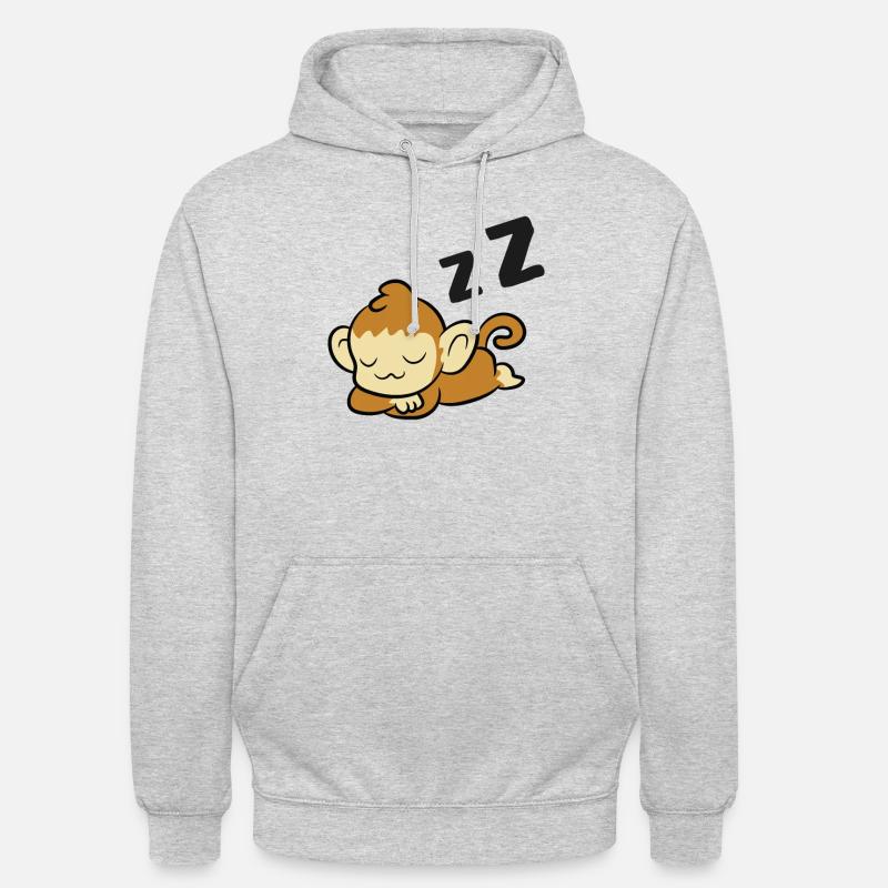 Schlafender Affe Affe Müder Affe - Unisex Hoodie - Hellgrau meliert