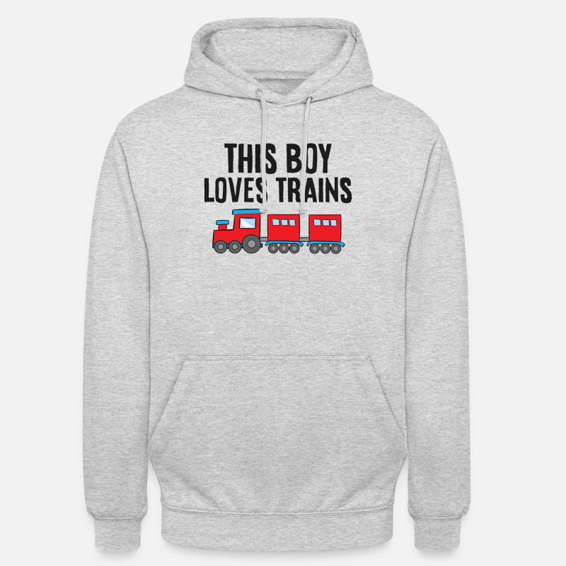Ce garçon aime les trains - Sweat-shirt à capuche unisexe - gris clair chiné