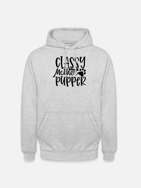 Stilvolle Welpen Mutter - Unisex Hoodie - Hellgrau meliert
