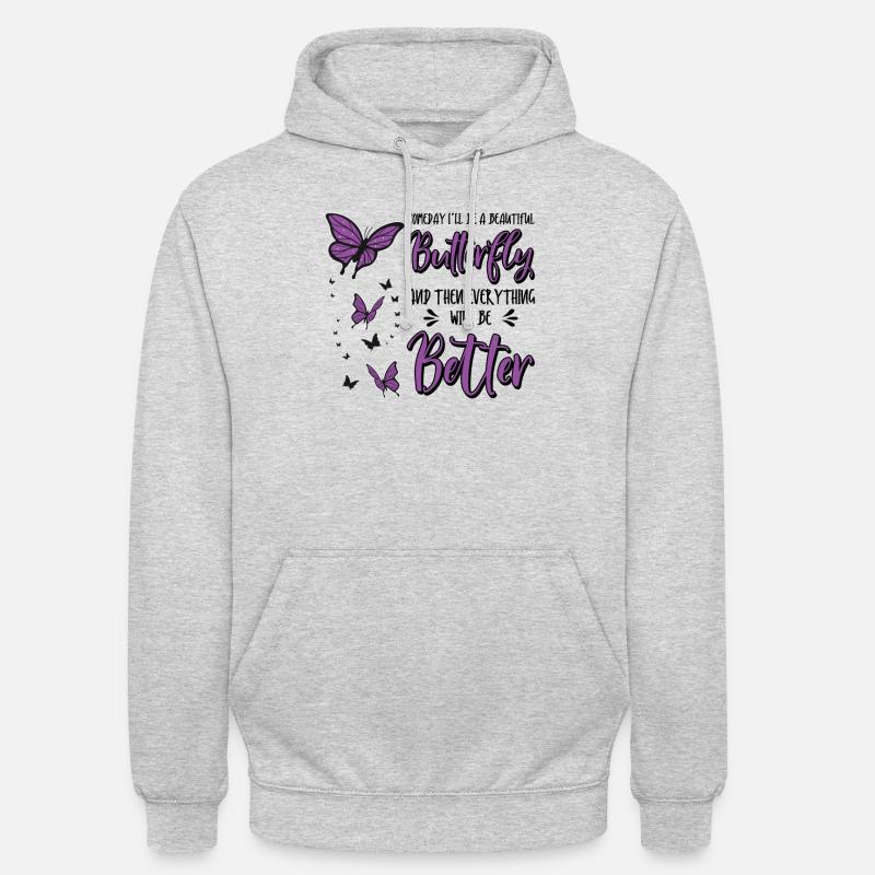 Papillon céleste mystique - Sweat-shirt à capuche unisexe - gris clair chiné