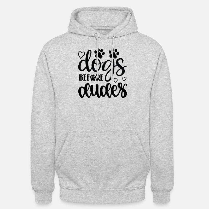 Chiens devant les gars - Sweat-shirt à capuche unisexe - gris clair chiné