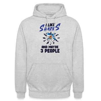 Shark Ocean Predator Sea Creature - Unisex Hoodie - light heather grey - Front - Alina (178cm) & Michal (187cm)