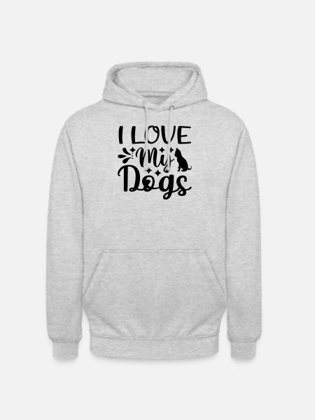 J’aime mes chiens - Sweat-shirt à capuche unisexe - gris clair chiné