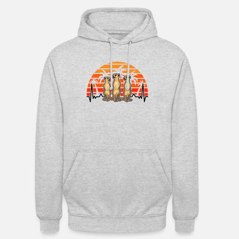 Suricate Heartbeat Rétro Suricate - Sweat-shirt à capuche unisexe - gris clair chiné
