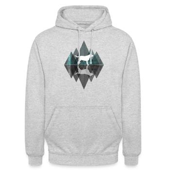 Labrador Abstrakt - Hundeliebhaber Dog Geometrie - Unisex Hoodie - Hellgrau meliert - Vorne - Alina (178cm) & Michal (187cm)
