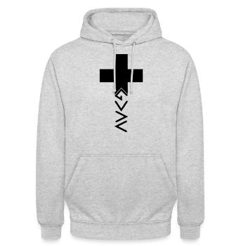 Gott ist gr��er als die H�hen und Tiefen - Unisex Hoodie - Hellgrau meliert - Vorne - Alina (178cm) & Michal (187cm)