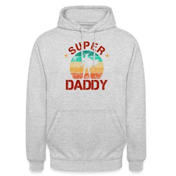 Super Daddy - Hero Papa Vatertag - Unisex Hoodie - Hellgrau meliert - Vorne - Alina (178cm) & Michal (187cm)