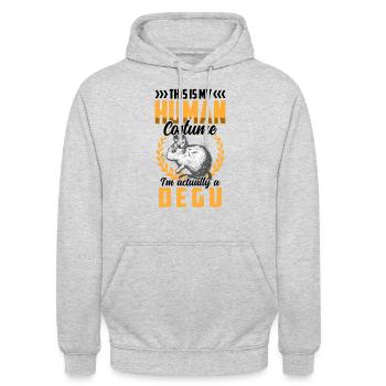 Nur ein Degu Kostüm Nagetier Stauchratte - Unisex Hoodie - Hellgrau meliert - Vorne - Alina (178cm) & Michal (187cm)