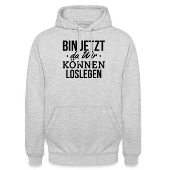 Bin Jetzt Da Wir Können Loslegen - Häuslebauer Ba - Unisex Hoodie - Hellgrau meliert - Vorne - Alina (178cm) & Michal (187cm)