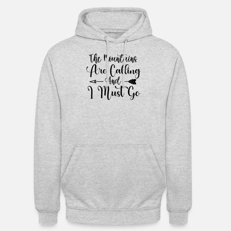 Die Berge rufen Wandershirt - Unisex Hoodie - Hellgrau meliert