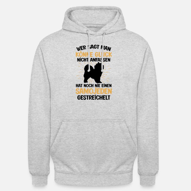 Samojede Glück anfassen Samojedenspitz - Unisex Hoodie - Hellgrau meliert