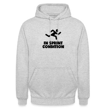 En condition de sprint - Sweat-shirt à capuche unisexe - gris clair chiné - Devant - Alina (178cm) & Michal (187cm)