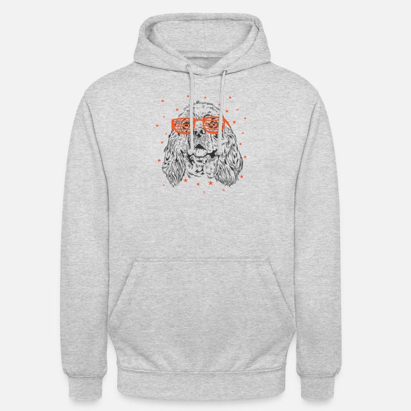 Cocker spaniel with cool sunglasses - Unisex Hoodie - light heather grey